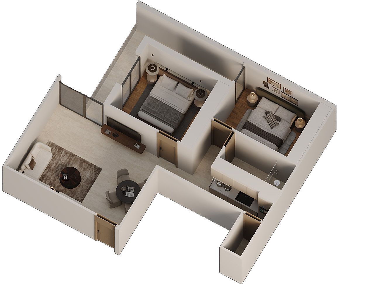 Plan, Appartement 2 chambres lot 7 1er étage